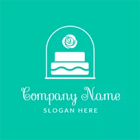 Bakery Logo White Flower and Cake logo design