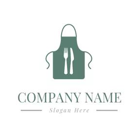 Fabric Logo White Fork and Green Apron logo design