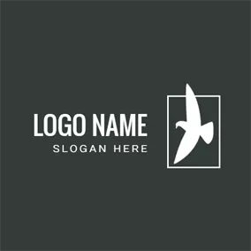 Crow Logo White Frame and Raven logo design