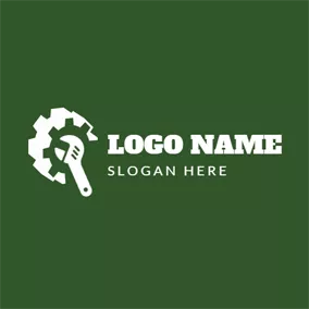 Service Logo White Gear and Spanner logo design