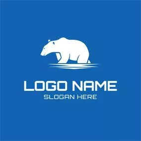 Iceberg Logo White Glacier and Polar Bear logo design