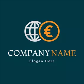 Globe Logo White Globe and Euro Coin logo design
