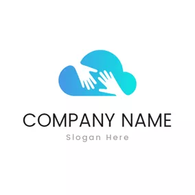 Emblem Logo White Hand and Green Cloud logo design