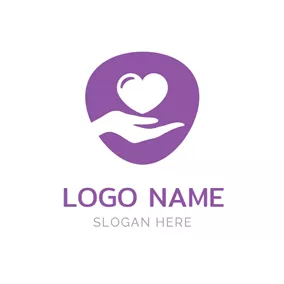 Non-profit Logo White Hand and Heart logo design