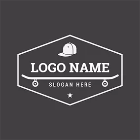 Skate Logo White Hat and Skateboard Deck logo design