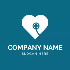 Doctor Logo White Heart and Blue Echometer logo design