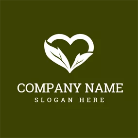 Eco Logo White Heart and Leaf logo design