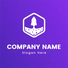 Science & Technology Logo White Hexagon and Rocket logo design