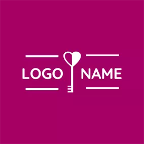 Logótipo Chave White Key and Pink Heart logo design