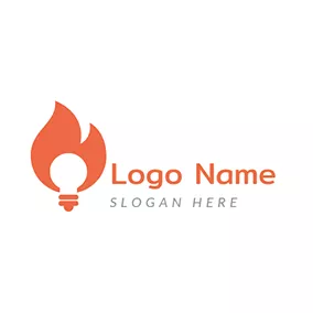 Lamp Logo White Lamp Bulb and Fire logo design