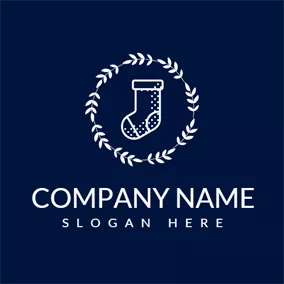 聖誕節Logo White Leaf and Christmas Stocking logo design