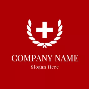 Red Cross Logo White Leaf and Red Cross logo design