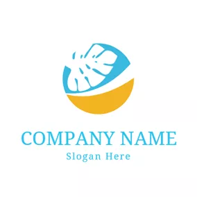 Strand Logo White Leaf and Yellow Beach logo design