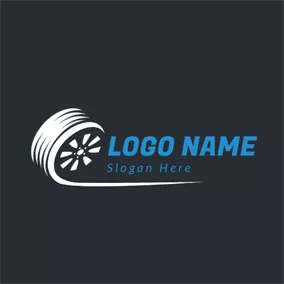 汽車Logo White Line and Vehicle Wheel logo design
