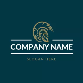 Gladiator Logo White Lines and Green Warrior Head Icon logo design