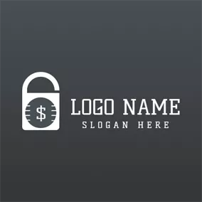 Finance & Insurance Logo White Lock and Gray Dollar logo design