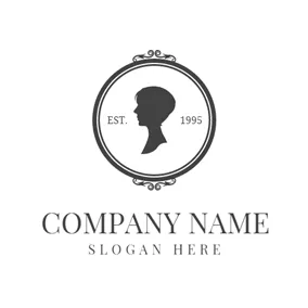 Hair Stylist Logo White Mirror and Black Portrait logo design