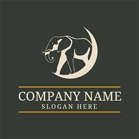 象のロゴ White Moon and Elephant logo design