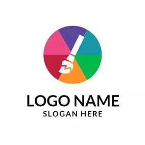 Club Logo White Paintbrush and Colorful Palette logo design