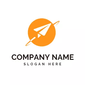 Environment & Green Logo White Paper Airplane and Orange Earth logo design