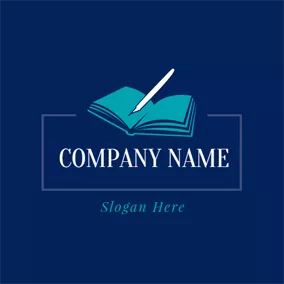 Reading Logo White Pen and Blue Book logo design
