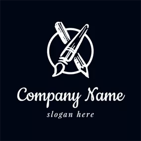Artist Logo White Pencil and Paint Brush logo design