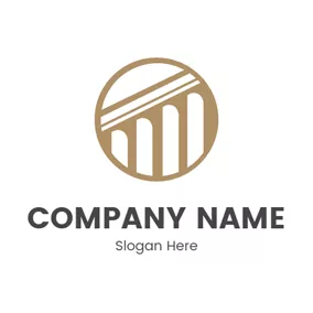 Museum Logo White Pillar and Circle logo design