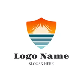Abstract Logo White Radiance and Orange Shield logo design