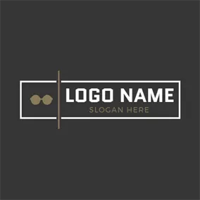 Sunglasses Logo White Rectangle and Sunglasses logo design