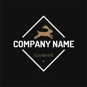 Bunny Logo White Rhombus and Brown Rabbit logo design