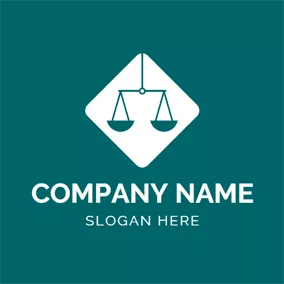 Justice Logo White Rhombus and Green Balance logo design