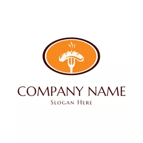 Food & Drink Logo White Roast Sausage and Yellow Plate logo design