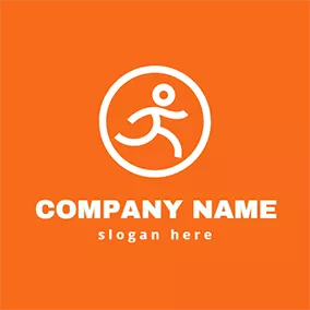 Fast Logo White Round and Running Man logo design