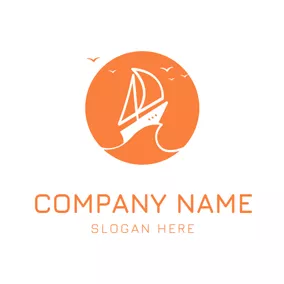 Transportation Logo White Sailboat and Orange Seafowl logo design