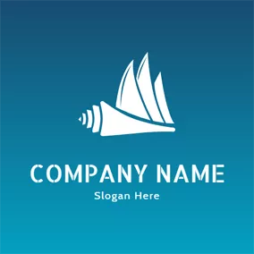 Shell Logo White Sailboat and Shell logo design