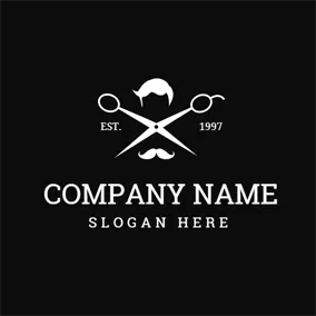 Hair Stylist Logo White Scissor and Hair logo design