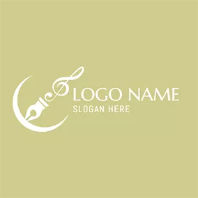 Music Logo White Semicircle and Pen Icon logo design