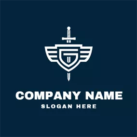 Sword Logo White Shield and Sword logo design