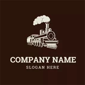 Transportation Logo White Smoke and Brown Train logo design