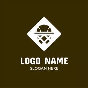 Basketball Logo White Square and Abstract Basketball logo design