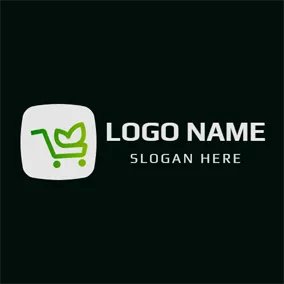 Dot Logo White Square and Green Shopping Cart logo design
