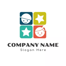 Boy Logo White Star and Lovely Kids logo design