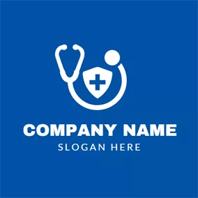 Stethoscope Logo White Stethoscope and Blue Cross logo design