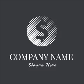 Trading Logo White Stripe and Black Dollar Sign logo design