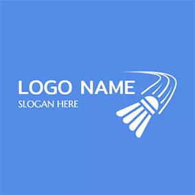 Emblem Logo White Swoosh Badminton Icon logo design