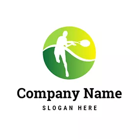 Tennis Logo White Tennis Racket and Player logo design