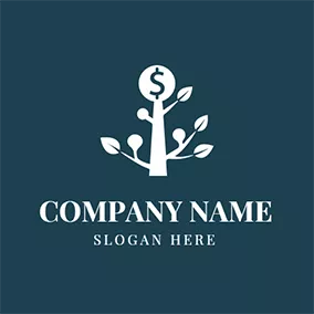投資Logo White Tree and Dollar Coin logo design