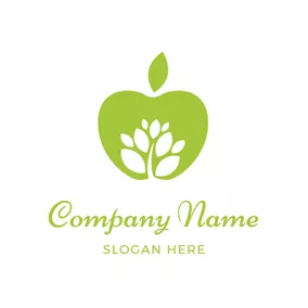 Ernährung Logo White Tree and Green Apple logo design