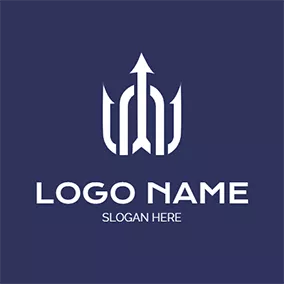 Dreizack Logo White Trident and Arrow logo design