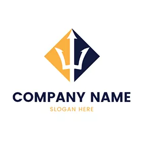 Dreizack Logo White Trident and Rhombus logo design